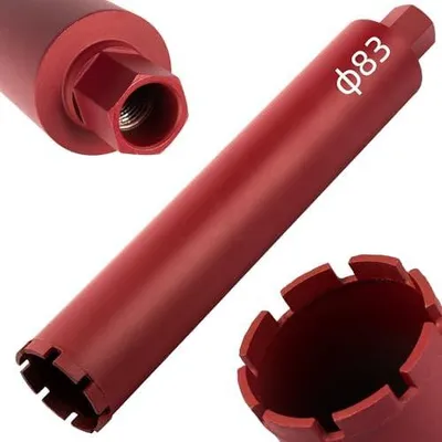 Produktbild von Diamantbohrkrone Kernbohrkrone Ø 83 mm, Nutzlänge 400 mm, Nassbohrung mit 1 1/4 Zoll Aufnahme, Turbo Kernbohrer für Mauerwerk, Beton, Naturstein und Trockenbau