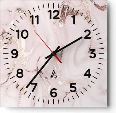 Produktbild von Wanduhr - Quadrat - Glasuhr - Rosa Marmor verschüttet - 30x30cm - Schleichendes Uhrwerk - Lautlos - zum Aufhängen bereit - Dekoration Modern - Wanddekoration aus Glas - C4AC30x30-4799