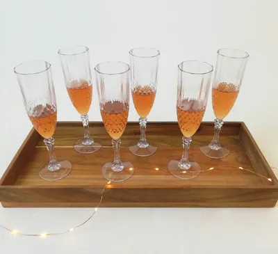 Produktbild von 6er Set Kunststoff Champagner-Gläser Kristalleffekt 200ml / Ø6x22,5cm