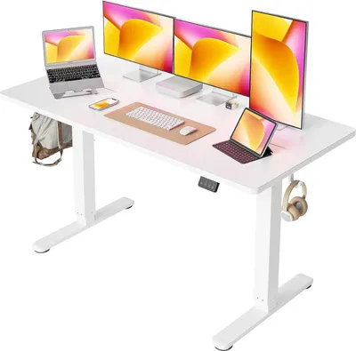 Zdjęcie produktu dla Biurko Cubiker z elektryczną regulacją wysokości 152x60 cm, stalowe nogi w kształcie litery T, antykolizyjne
