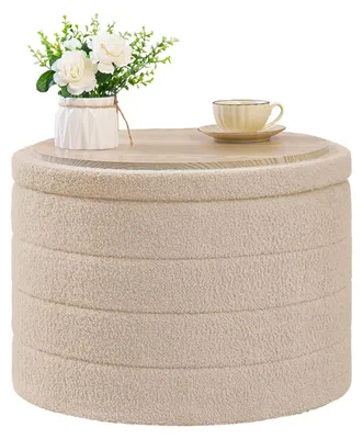 Productafbeelding van Bank met opbergruimte, inklapbare opbergbank voor hal, woonkamer en slaapkamer (beige)