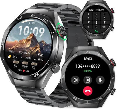 Produktbild von Herren Smartwatch 1,52" HD Touchscreen Fitness Tracker Bluetooth-Anrufe IP67 wasserdicht Herzfrequenz Blutdruck Schlafmonitor Android iOS