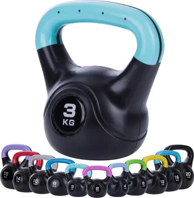 Produktbild von Body & Mind Kettlebell 3 kg Kugelhantel für effektives Krafttraining & Ganzkörper-Workout, Fitness Gewicht, Bodenschutz Kunststoffmantel
