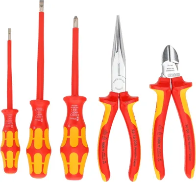 Produktbild von Knipex VDE-isoliertes 5-teiliges Werkzeugset – Professionelle Zangen und Wera-Schraubendreher für Elektroarbeiten – Maxami