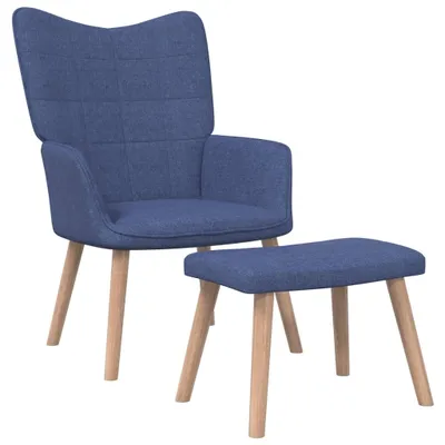 Produktbild von Relaxsessel mit Hocker Blau Stoff