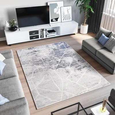 Image de Tapis SKY Moderne Beige Gris Bleu Salon ÖKO-TEX 300 x 400 cm