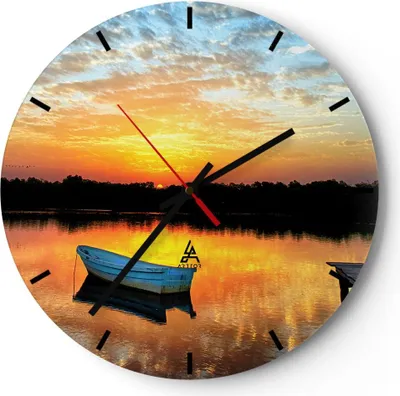 Produktbild von Wanduhr - Rund - Glasuhr - Landschaft Sommer Meer - 40x40cm - Schleichendes Uhrwerk - Lautlos - zum Aufhängen bereit - Dekoration Modern - Wanddekoration aus Glas - C3AR40x40-3167
