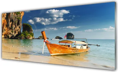 Produktbild von Glasbilder 125x50 Wandbild Druck auf Glas Boot Meer Landschaft