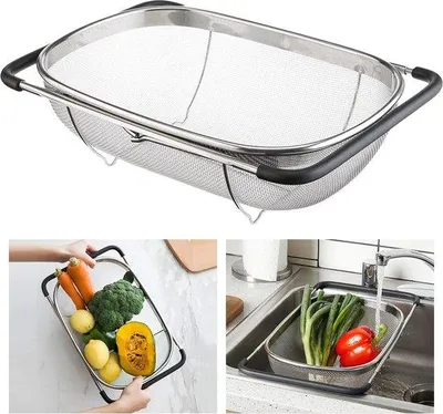 Image de Lot de passoires en acier inoxydable, micro-perforées, pour pâtes, fruits et légumes, lavables au lave-vaisselle