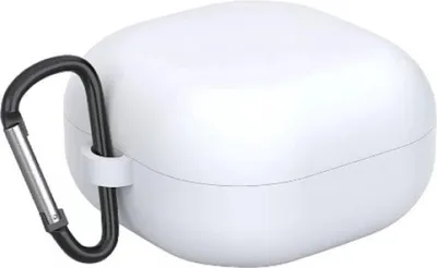 Productafbeelding van CHPN - Beschermhoes, geschikt voor Galaxy Buds2 Pro - Wit - Siliconen hoesje - Karabijnhaak - Hoesje voor oordopjes - Opbergdoos voor oordopjes - Siliconen