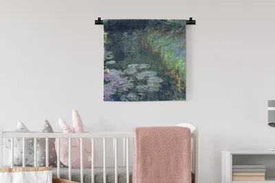 Produktbild von MuchoWow® Wandteppich Wandbehang Seerosen - Claude Monet 60x60 cm Tapisserie Dekoration Wandtuch - Dekorationen - Wand Decke