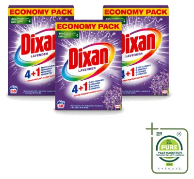 Produktbild von 3 x Dixan Waschpulver und Fleckentferner - Lavendel - Für Weißes und Buntes - Großpackung - 3 Stücke
