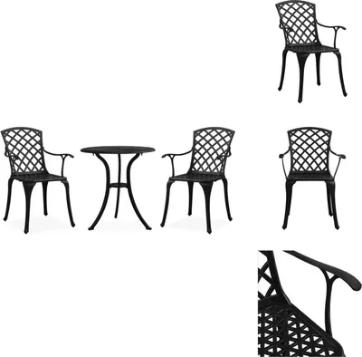 Image de vidaXL Ensemble Bistro 3 pièces fonte d'aluminium noir - ensembles de meubles de jardin