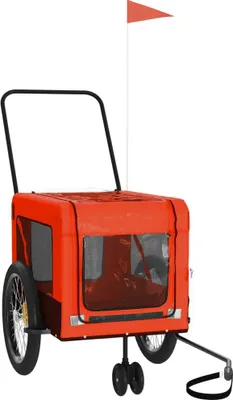 Obrázok produktu pre vidaXL Príves na bicykel Dogs Orange and Black Oxford Fabric & Iron