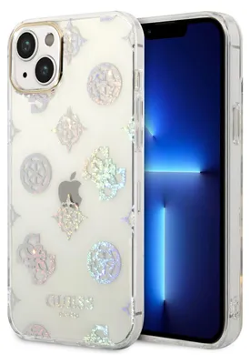 Immagine prodotto di Guess Guhcp14Mhtppth Custodia rigida per Iphone 14 Plus/ 15 Plus 6.7 trasparente/ trasparente Peony Glitter