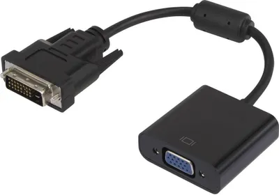 Produktbild von Renkforce RF-3301134 DVI / VGA Adapter [1x DVI-Stecker 24+1pol. - 1x VGA-Buchse] Schwarz mit Ferritkern, vergoldete Ste