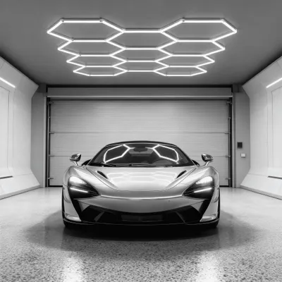 Obrázek produktu pro FIVMEN Hexagon LED stropní světlo, 11 Hexs garážové osvětlení bez obdélníku, IP44 osvětlení dílny bez blikání LED stropní světla 6500K bílá pro garáž, dílnu, sklad, sklep, tělocvičnu, salon
