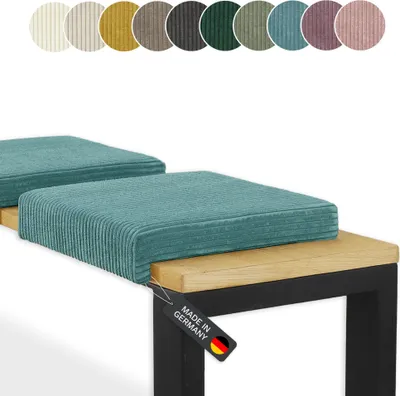 Produktbild von Lycce Bankauflage Klemmkissen 1 Leiste Cordstoff extra Polsterung, für Banktiefe ab 35 cm, Farbe:türkis