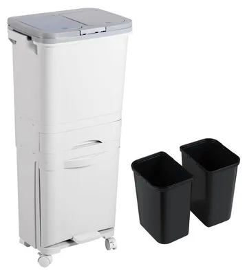 Produktbild von TolleTour 42L Abfalleimer Mülleimer Küche Müllsortier 4 Fächer Recycler Lagerschrank Pedal