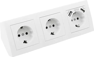 Obrázek produktu pro Zásuvkový blok McPower ''Flair'' pro povrchovou montáž, bílý, 3cestný uzemňovací kontakt + USB