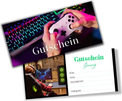 Produktbild von itenga Geschenkgutschein Fotodesign - Motiv GAMING Postkarte zum Ausfüllen 21,0 x 9,8 cm