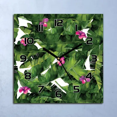 Produktbild von Wanduhr Echt-Glas-Küchenuhr Hibiskus Exotisch Quarz Lautlos 30x30 Deko Bilder