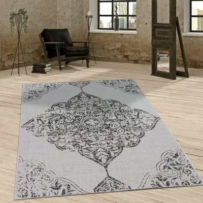 Produktbild von In- & Outdoor Teppich Balkon Terrasse Vintage Orientalisches Muster Ornamente Grösse 80x150 cm