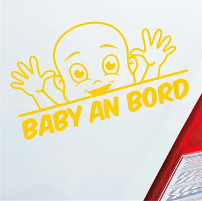 Produktbild von Auto Aufkleber Baby an Bord on Tour Lustig 22x12 cm Gelb Sticker Heckscheibenaufkleber