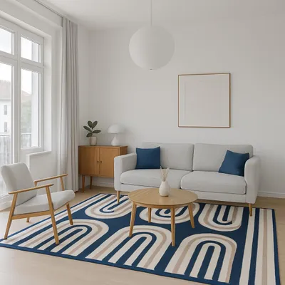 Produktbild von Designer Teppich Passion Dunkelblau Beige, Größe:160x225 cm