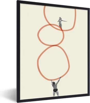 Produktbild von MuchoWow® Gerahmtes Poster Liebe - Vintage - Ehepaar - Design 60x80 cm - Poster mit Schwarzem Bilderrahmen Wandposter Rahmen Foto Bilder - Premium - Wanddeko Wohnzimmer