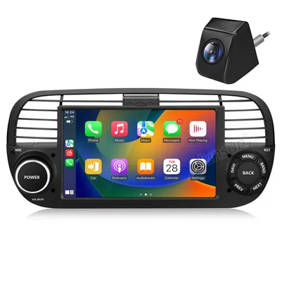 Immagine prodotto di Autoradio Android 15 da 7 pollici, 2+64G, compatibile con Fiat 500 dal 2012 al 2017, con ricevitore DAB+, navigatore GPS, Bluetooth, radio FM, controllo al volante, RDS, DSP, USB e telecamera. Formato 2DIN
