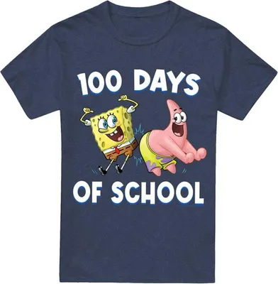 Produktbild von SpongeBob SquarePants - "100 Days Of School" T-Shirt für Herren/Damen Uni, meliert TV28712 (3XL) (Marine)