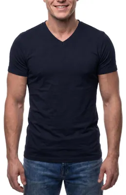 Produktbild von Mivaro Herren T-Shirt mit V-Ausschnitt in Dunkelblau - kurzarm V-Neck Shirt aus 100% Baumwolle, Regular Fit, feinmaschiges Gewebe, Größen S bis 5XL
