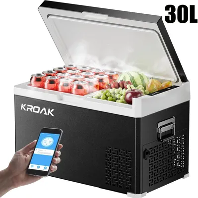 Produktbild von Auto Kühlbox Gefrierbox 30L - Kompressor Kühlgefrierbox 12/24V & 110–240V - Dual-Zone -20°C bis +20°C - Tragbarer Camping Kühlschrank - Bluetooth App-Steuerung