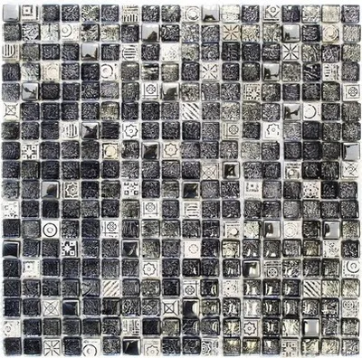 Produktbild von Glasmosaik XCM ZEUS 30x30 cm weiß/silber/schwarz