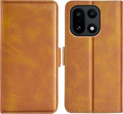 Produktbild von Mobigear Slim Magnet  OnePlus 15 Hülle Klapphülle Geldbörse - Cognac