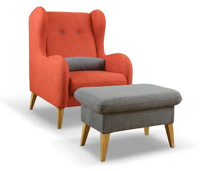 Productafbeelding van Oorresteun fauteuil, model Lathi, 76x85x105 cm, bruinrood, structuurweefsel (18029)