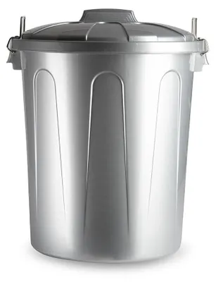 Produktbild von DRW Mülleimer für die Gemeinschaft, grau, Griffe mit Deckel, 51 Liter, 47 x 43,5