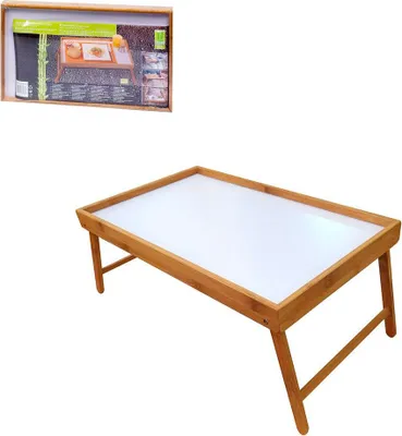 Image de Plateau Pliable Pour Petit Déjeuner Au Lit Bamboo 50x30x22cm