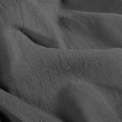 Halbleinen Stoff Dunkelgrau stonewashed weicher Leinen Baumwollstoff Faltenwurf.