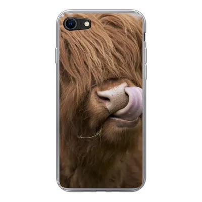 Produktbild von MuchoWow® Handyhülle Schutzhülle Hülle für iPhone SE 2020 Schottischer Highlander - Braun - Kuh Silikon Softcase Handy Hülle - Kartenbesitzer