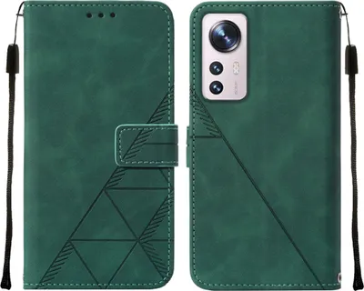Produktbild von Xiaomi 12 Pro Hülle, Schlank Prägung Flip Leder Kartenfächer Schutzhülle mit Ständer für Xiaomi 12 Pro Grün