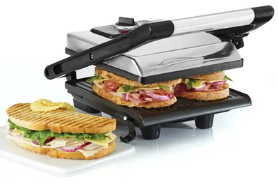 Imagen del producto de Bella plancha para panini, máquina para hacer sándwiches y parrilla eléctrica de interior con doble superficie
