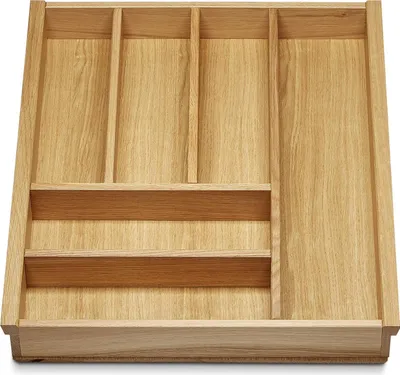 Produktbild von ORGA-BOX III EICHE Besteckeinsatz für 50er Schublade z.B. Nobilia ab 08/2012 (473 x 397 mm) Holz-Besteckkasten mit 6 Fächern