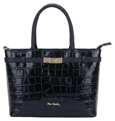 Produktbild von Pierre Cardin Handtasche Echtleder Schwarz Krokoprägung Black B UNICA 28x20x11 cm BE_55115_NERO
