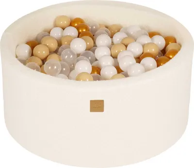 Produktbild von MeowBaby Boucle Weiss Bällebad rund 90x40cm, bälle: Gold/Beige/Weiss/Transparent
