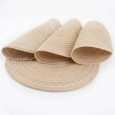 Produktbild von Runde Tischsets in Beige, Maschinenwaschbar, Wiederverwendbar, Abwischbar, 6er Set, 38 cm Untersetzer für Familienfeiern und Hochzeiten