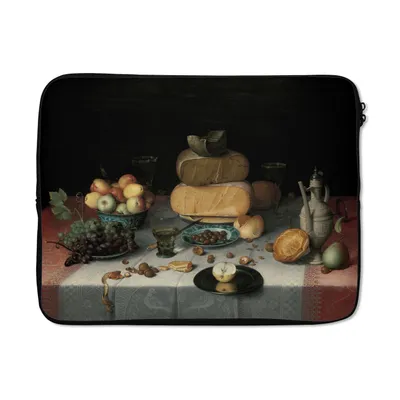 Produktbild von MuchoWow® Laptop Hülle 17 Zoll Laptoptasche Stilleben mit Käse - Kunstwerk - Alte Meister - Zipper - Schutzabdeckung