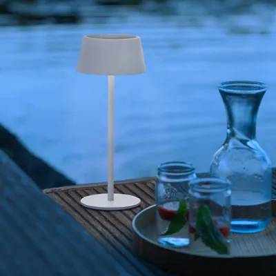 Obrázek produktu pro Venkovní stolní lampa LED, solární, 3stupňový stmívač, 30cm, Ø13cm, 300lm, bílá