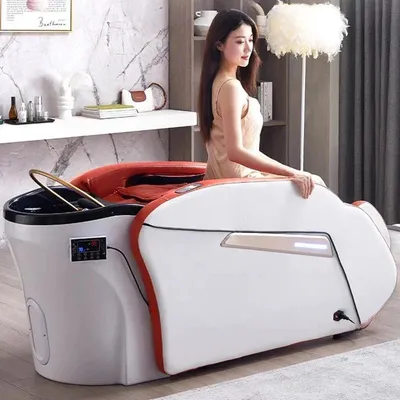 Obrázok produktu pre Japonské Head Spa – kadernícke umývacie kreslo – profesionálny salón – s umývadlom – masážna funkcia – voľne stojaca jednotka – prispôsobiteľná farba